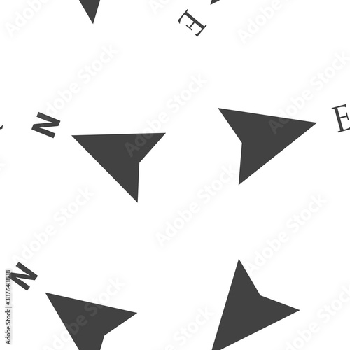 Vector icon of the compass. Illustration of a compass symbol for determining the sides of the world seamless pattern on a white background.