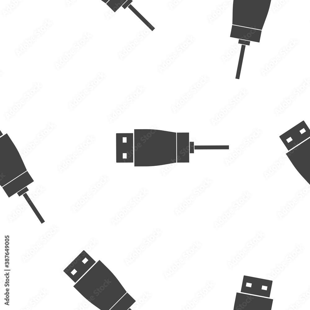 Usb cable icon seamless pattern on a white background. Usb cable icon seamless pattern on a white background.
