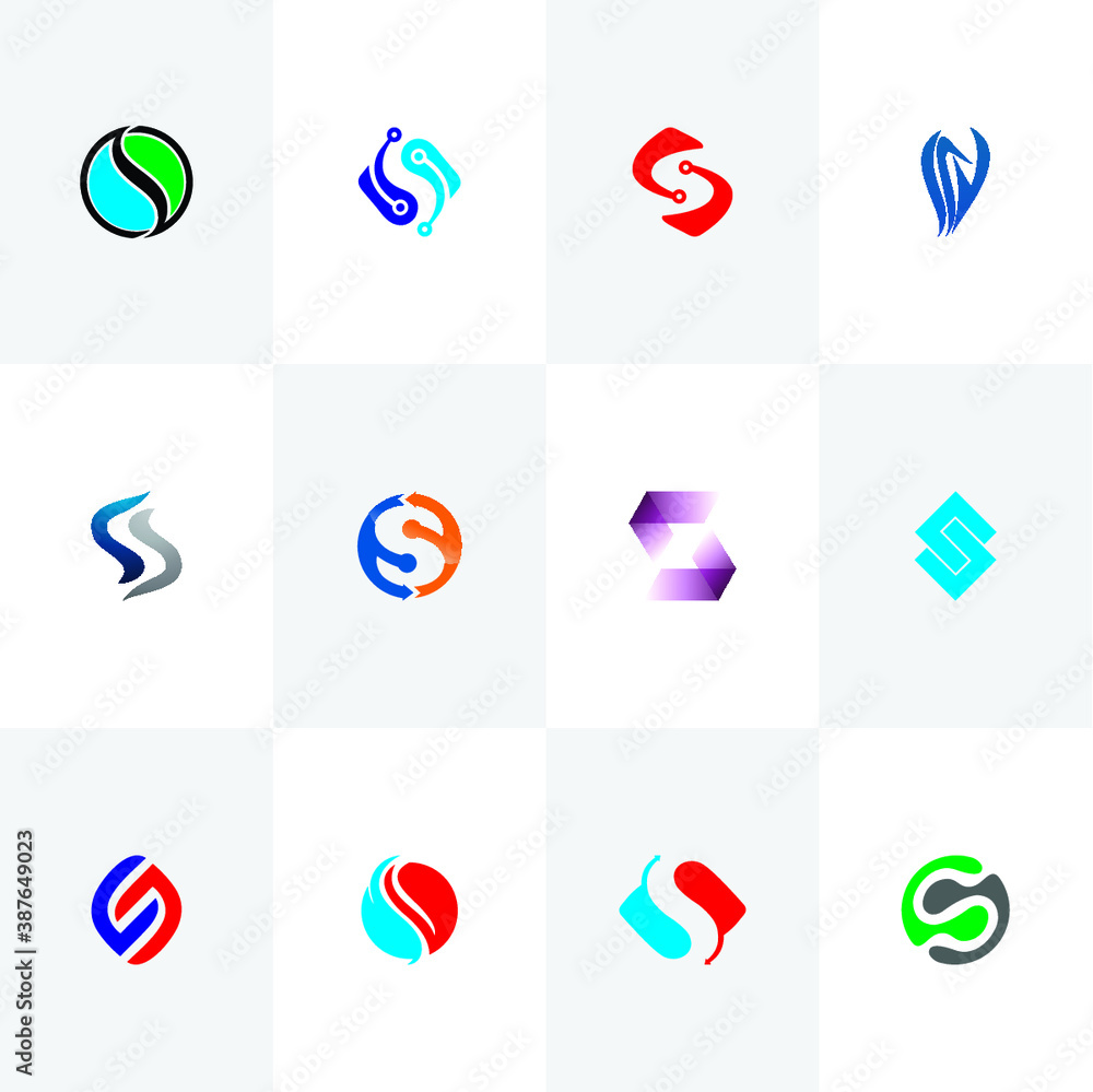set of icons letter S set of icons letter S