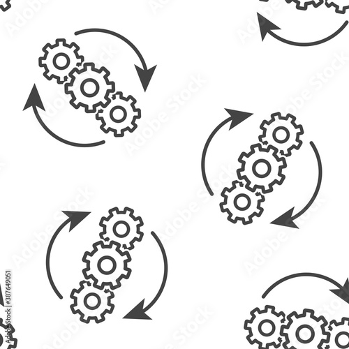 Vector icon business process optimization. Business development seamless pattern on a white background.