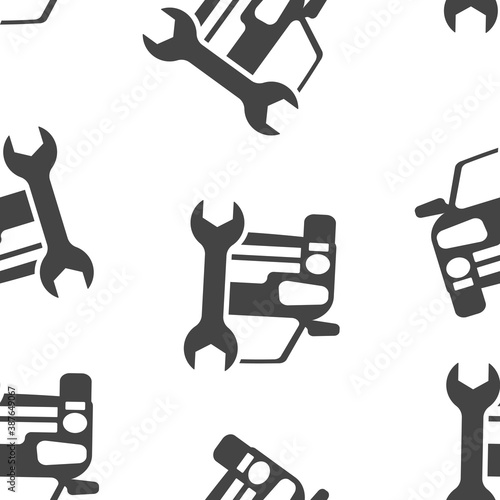 Service car vector icon seamless pattern on a white background.