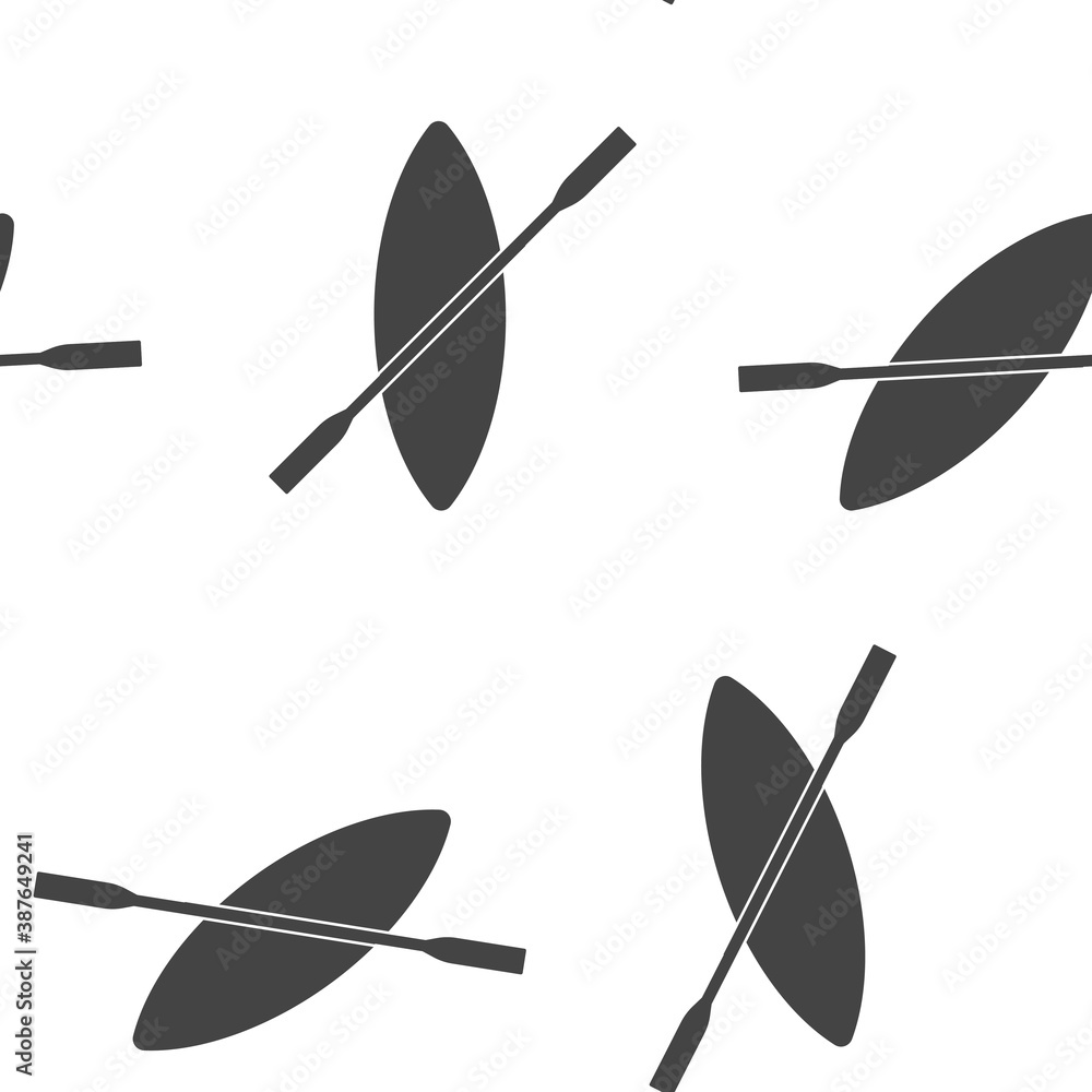 Canoe vector icon seamless pattern on a white background.