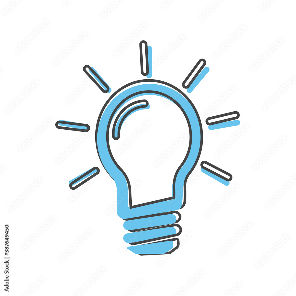Vector image lamp. Light bulb icon cartoon style on white isolated background. Vector image lamp. Light bulb icon cartoon style on white isolated background.