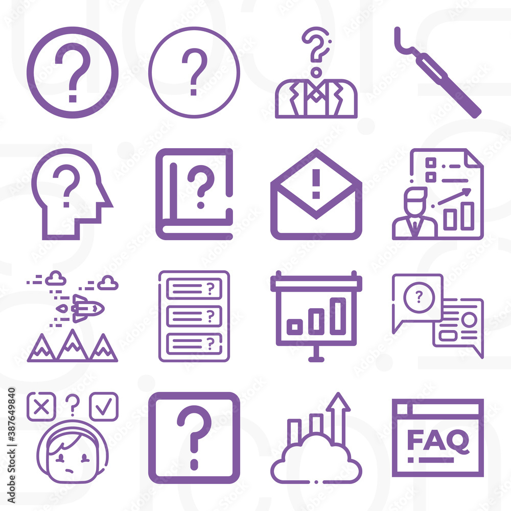 16 pack of inquiry lineal web icons set 16 pack of inquiry lineal web icons set