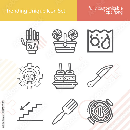 Simple set of knife related lineal icons.