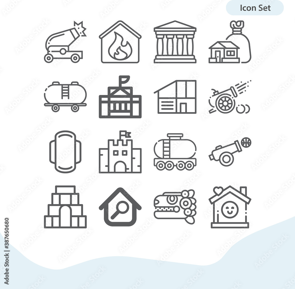 Simple set of historic related lineal icons.