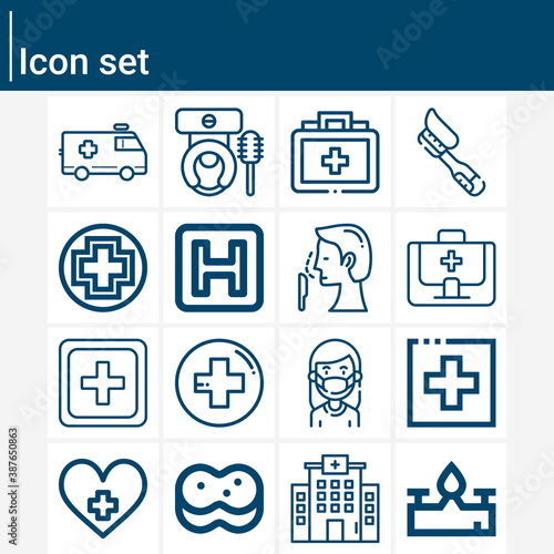 Simple set of surgical related lineal icons.