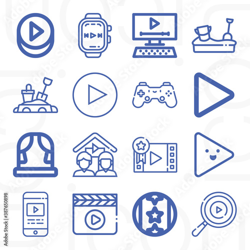16 pack of athletic game  lineal web icons set
