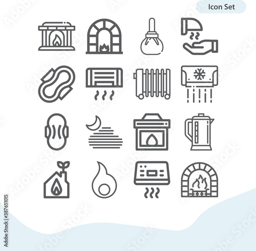 Simple set of steam boiler related lineal icons.