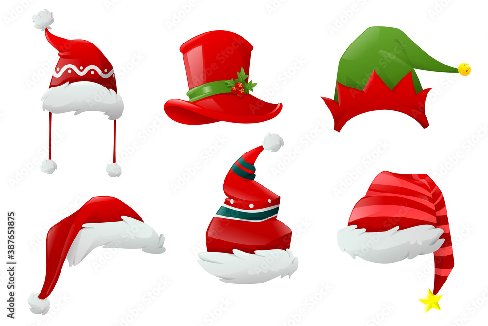 Set of Santa hats and Christmas hat Set of Santa hats and Christmas hat
