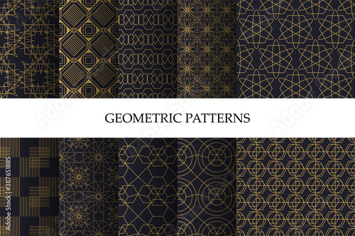 Set of luxury dark geometric pattern