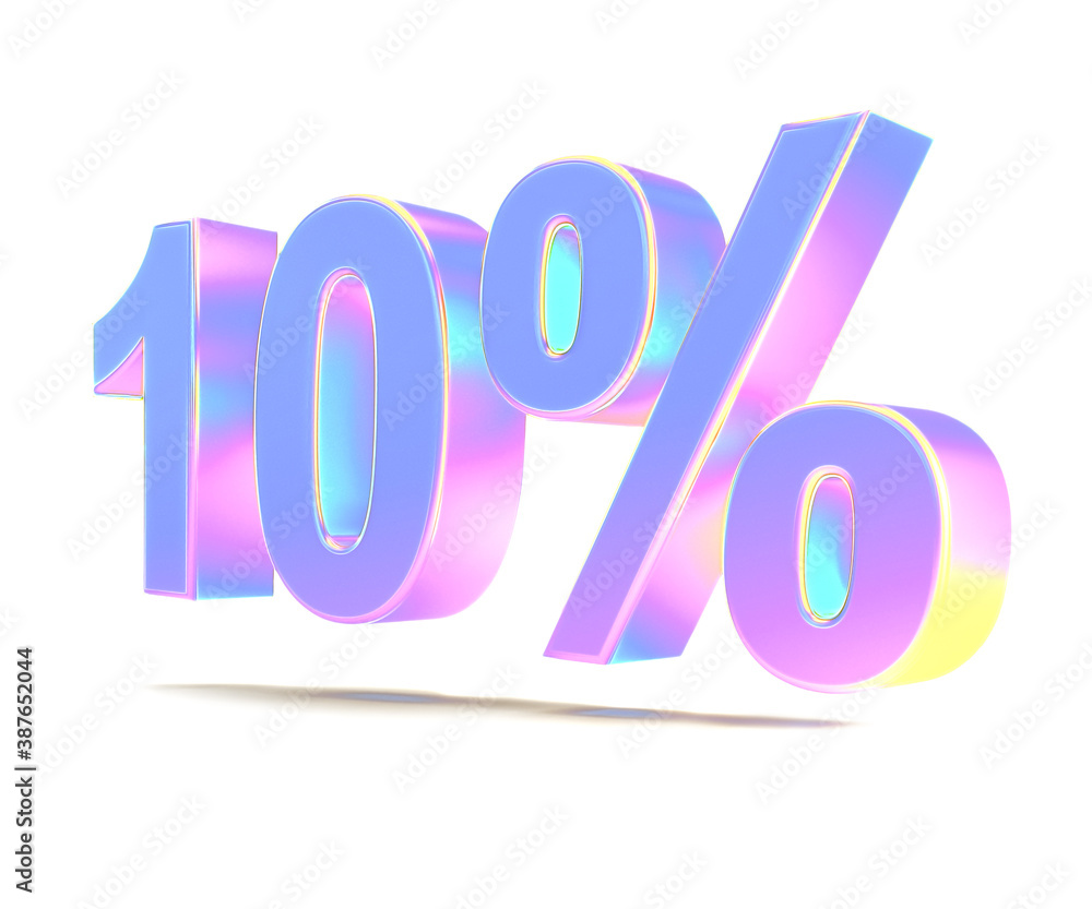 colorful ten percent isolated on white background, 3d illustration colorful ten percent isolated on white background, 3d illustration