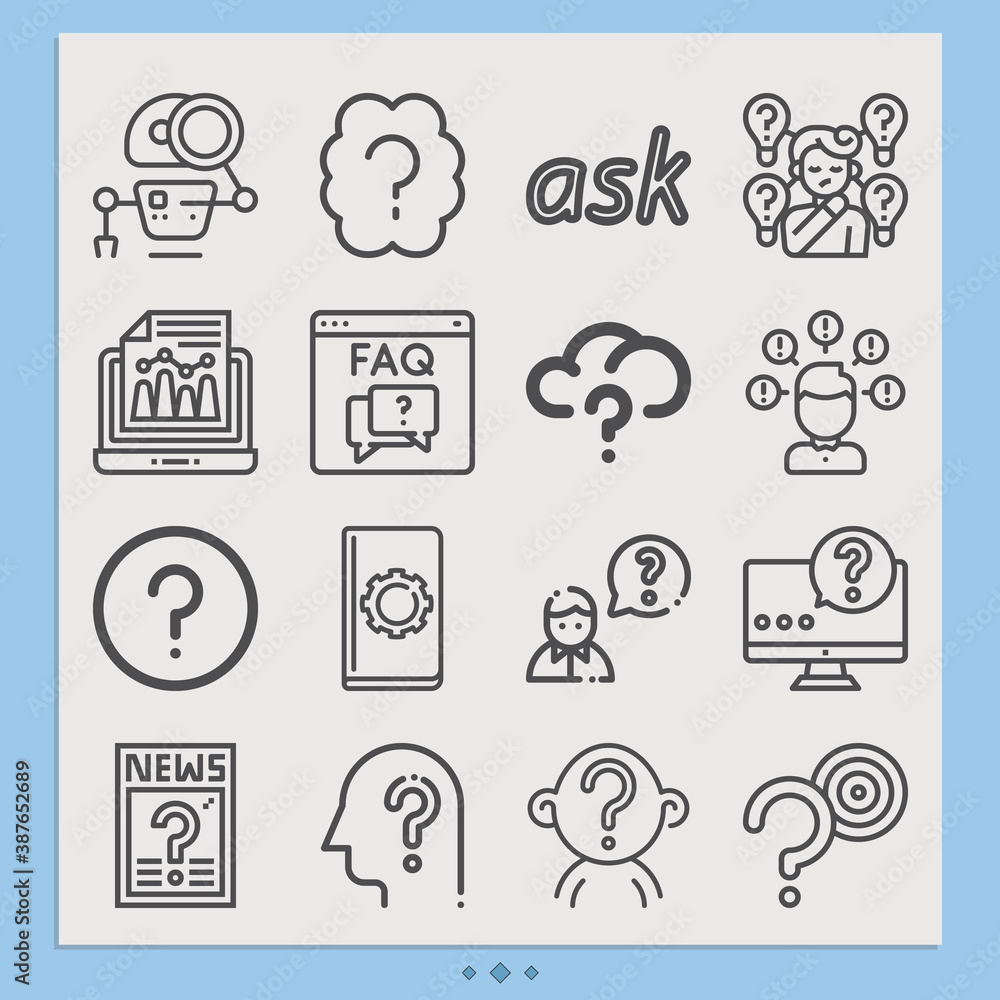 Simple set of answers related lineal icons.