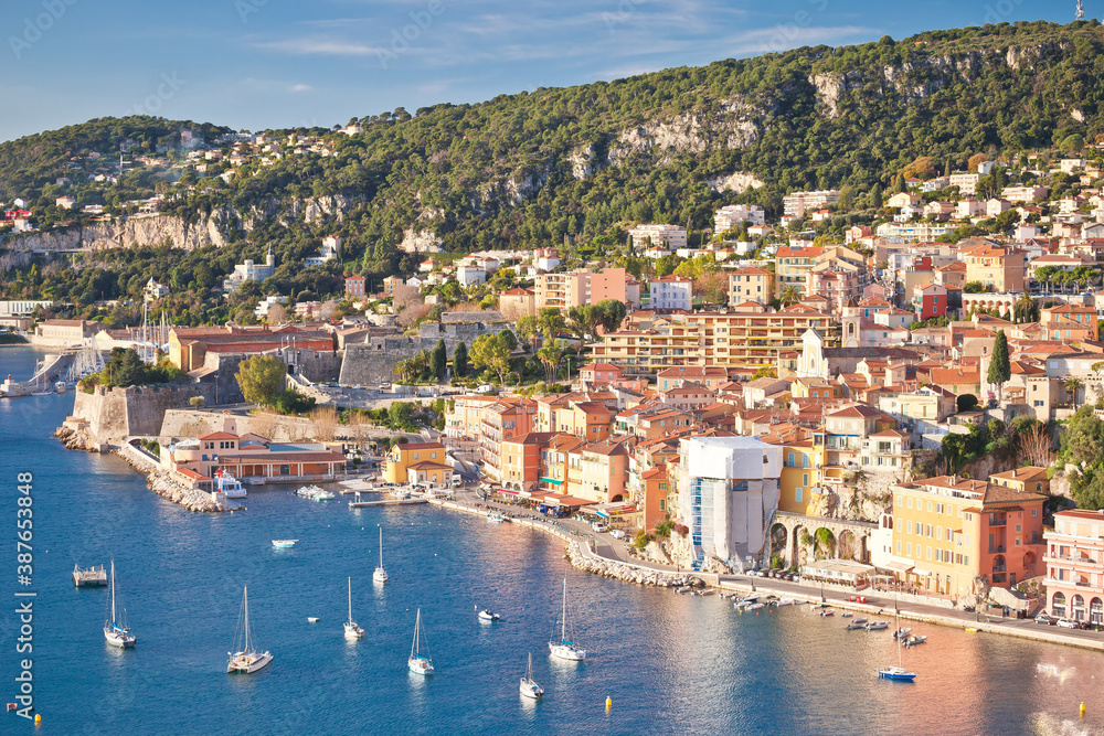 French riviera. Villefranche sur Mer architecture and coastline view French riviera. Villefranche sur Mer architecture and coastline view
