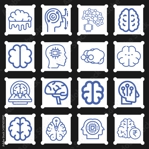 16 pack of cortical  lineal web icons set