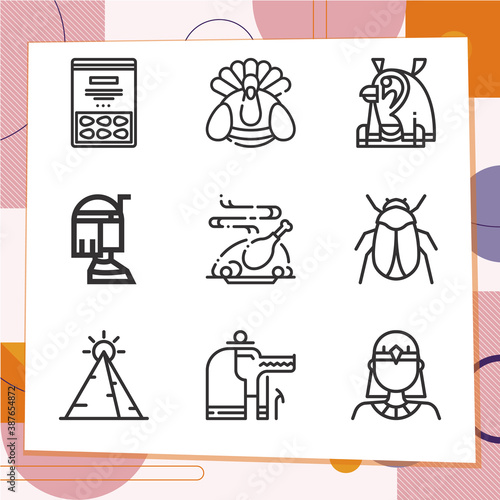 Simple set of 9 icons related to middle east