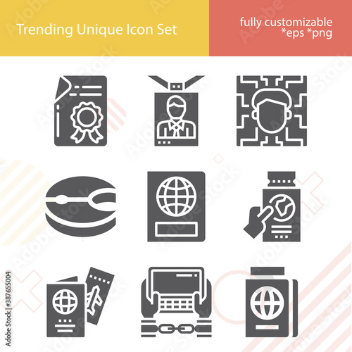 Simple set of id related filled icons.
