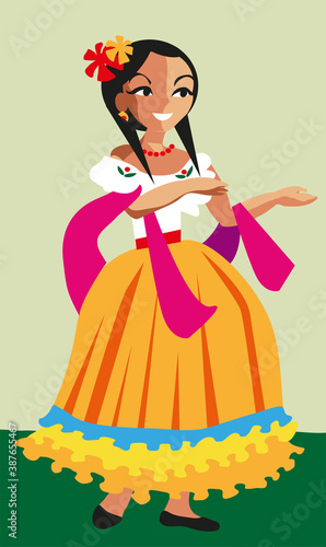 girl in a mexican dress