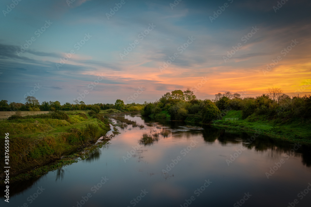 sunset over the river Barrow, County Kildare, Ireland