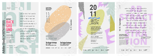 Set of posters. Art work, contemporary art. Abstract graphics for a poster or invitation. Vector illustration. A4 size