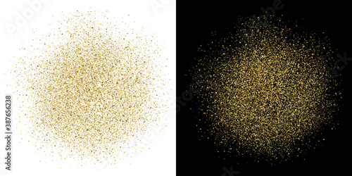 Shine gold dust on white and black background for design – vector