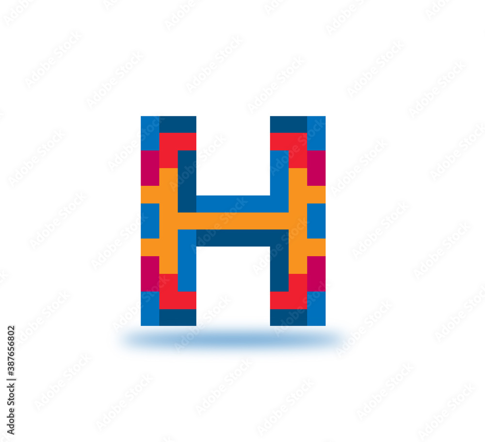 Obraz premium H Alphabet Pixel Modern Logo Design Concept