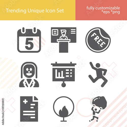 Simple set of kick related filled icons.