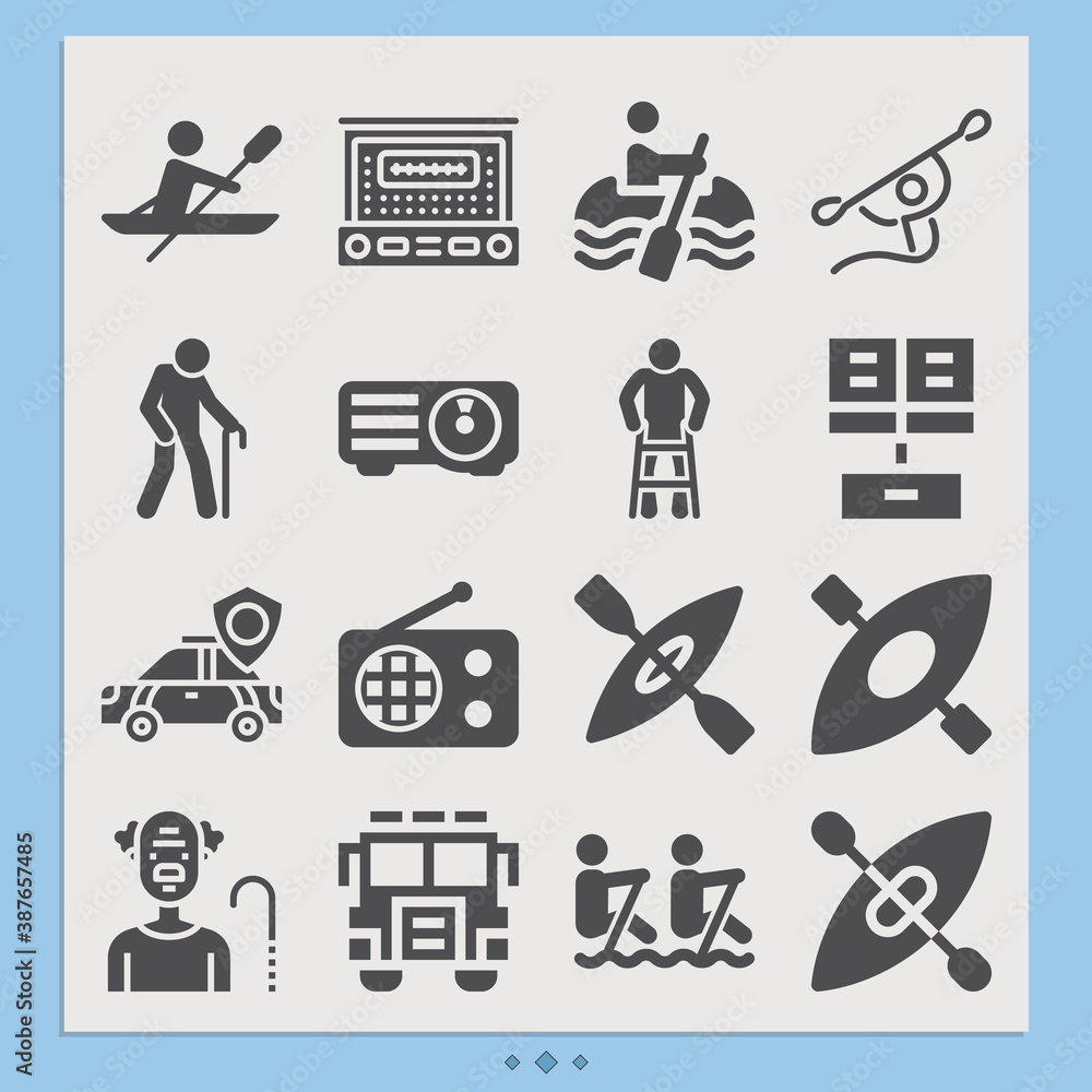 Fototapeta premium Simple set of boats related filled icons.