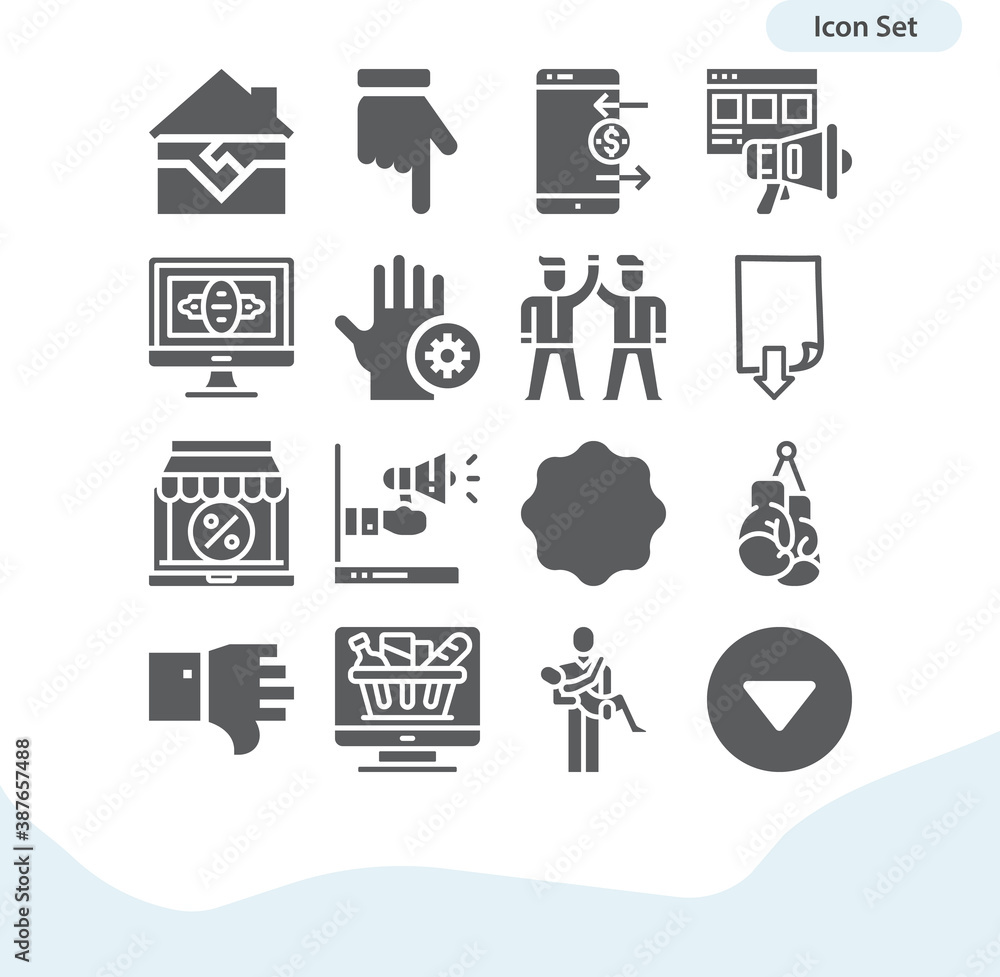 Fototapeta premium Simple set of hands related filled icons.