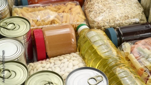 Food donations. Food with long shelf life rotating