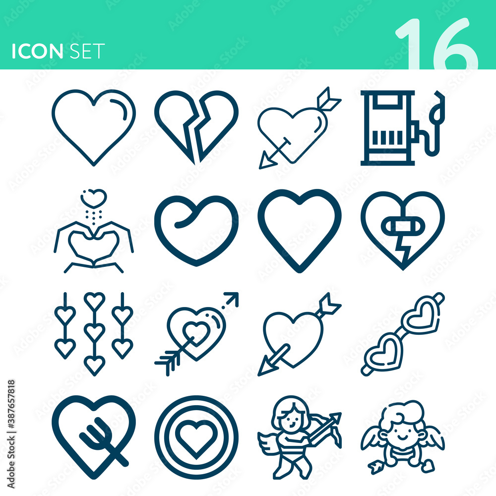 Simple set of 16 icons related to coronary artery Simple set of 16 icons related to coronary artery