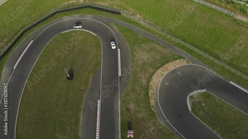 Track car racing aerial view 4K