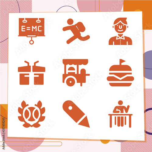 Simple set of 9 icons related to initiate