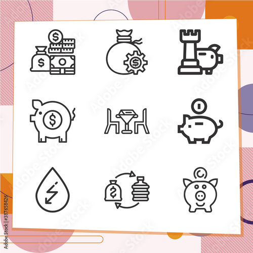 Simple set of 9 icons related to preserving