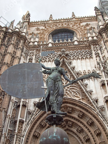 Detail of Seville Cathedral, Andalusia, Spain. one of the most beautiful and large cathedral in world. cloudy day