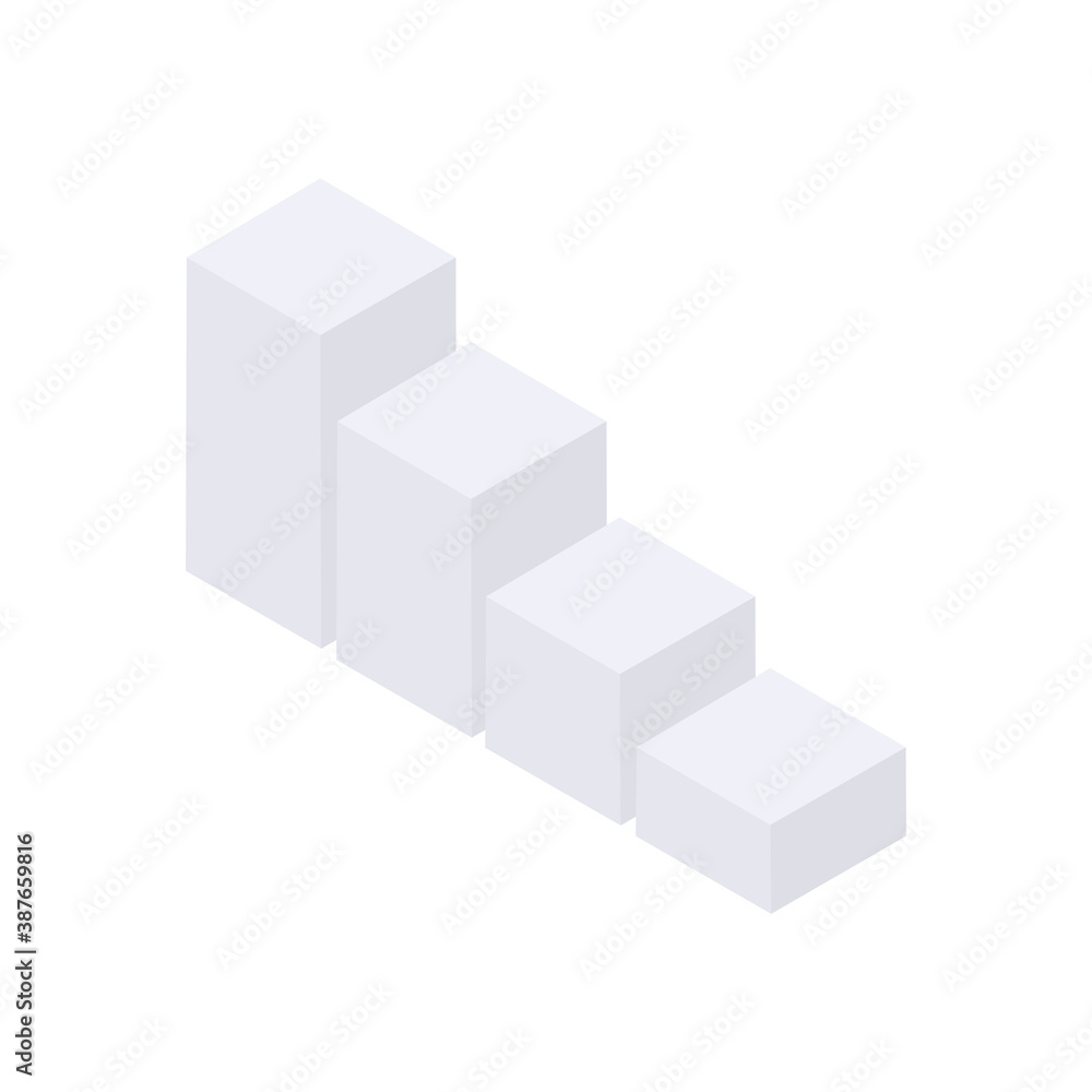 3d white blank bar graph chart, flat style 3d white blank bar graph chart, flat style