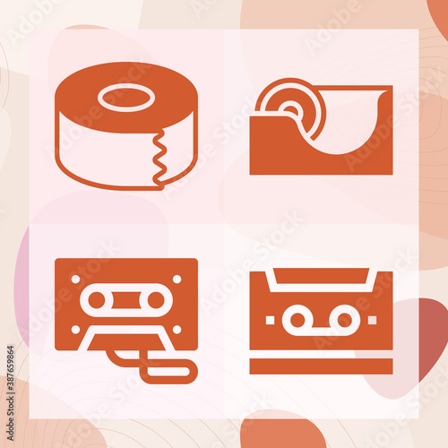 Simple set of magnetic tape related filled icons