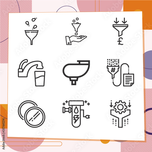 Simple set of 9 icons related to attenuation