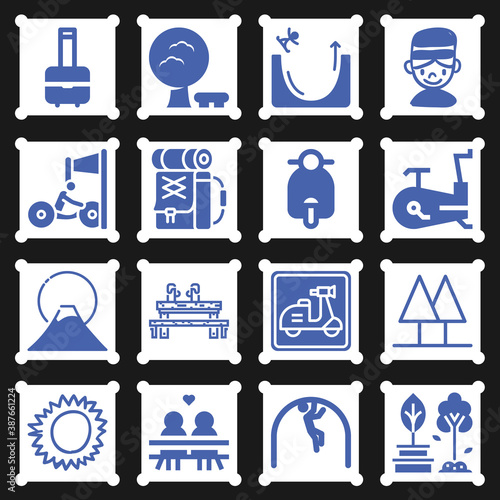 16 pack of trails  filled web icons set