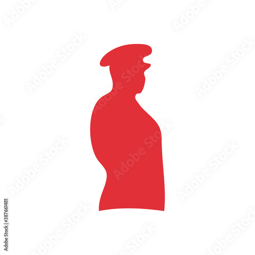 red soldier silhouette icon, flat style