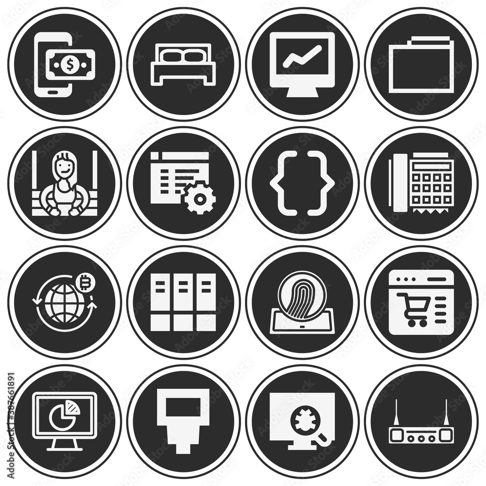 16 pack of print filled web icons set 16 pack of print filled web icons set