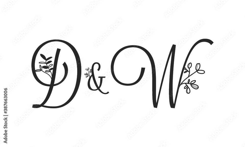 D&W floral ornate letters wedding alphabet characters