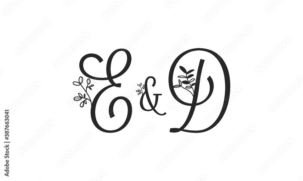 E&D floral ornate letters wedding alphabet characters E&D floral ornate letters wedding alphabet characters