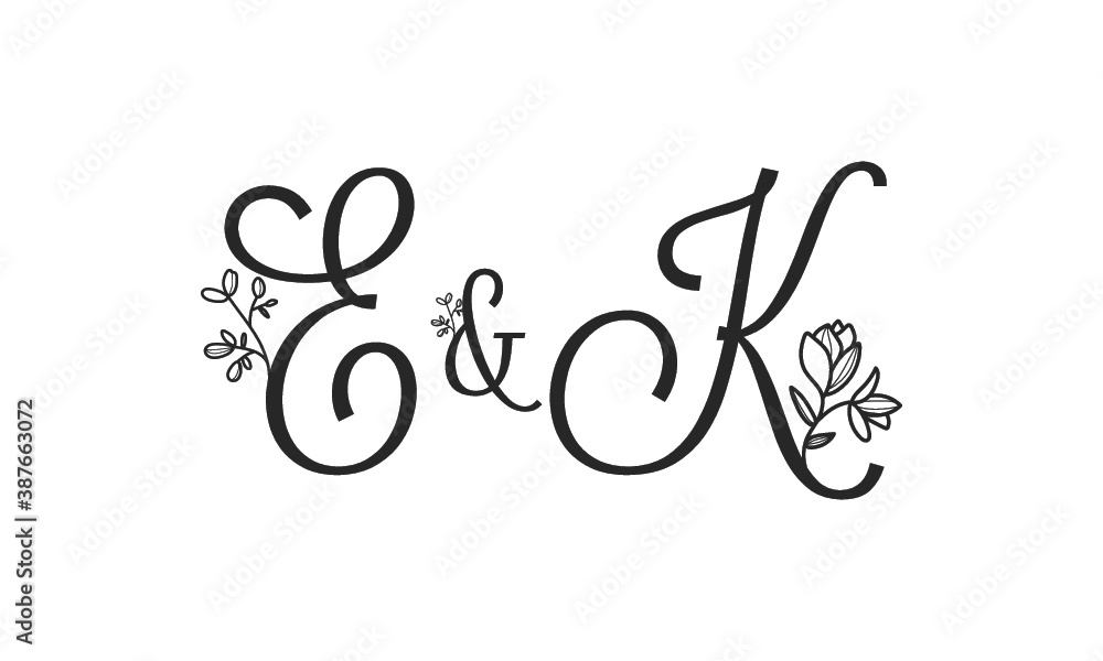 E&K floral ornate letters wedding alphabet characters E&K floral ornate letters wedding alphabet characters