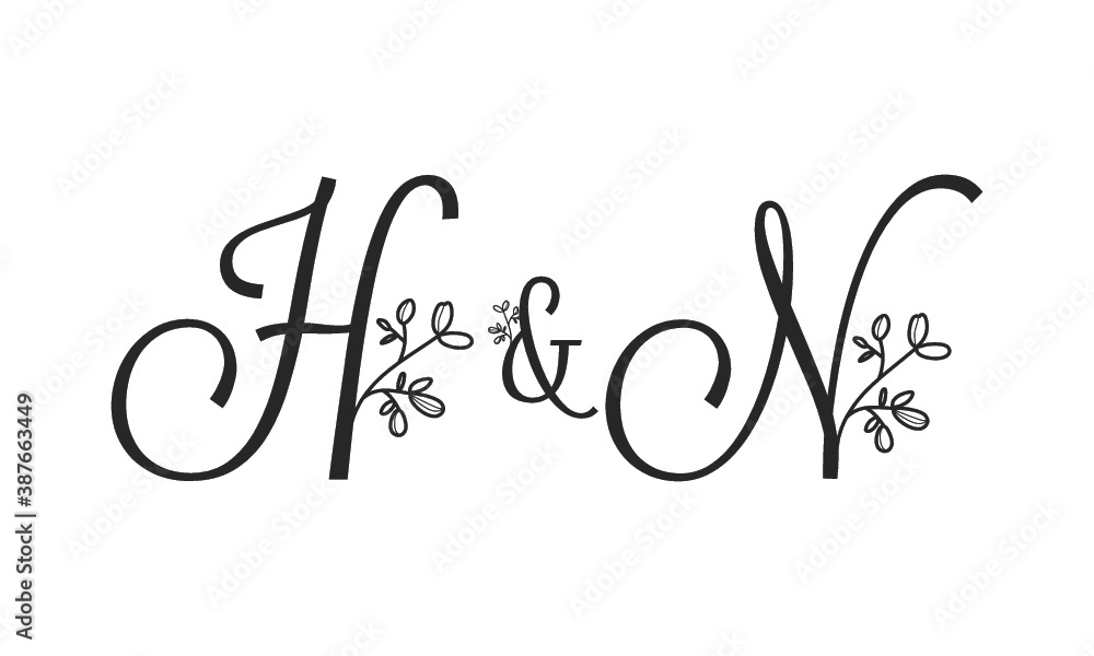 H&N floral ornate letters wedding alphabet characters H&N floral ornate letters wedding alphabet characters