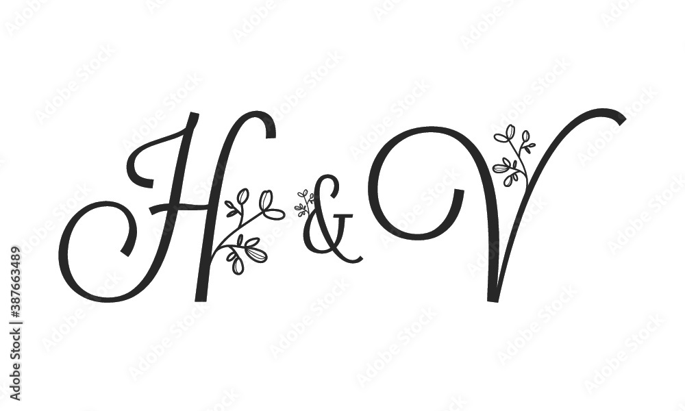 H&V floral ornate letters wedding alphabet characters H&V floral ornate letters wedding alphabet characters