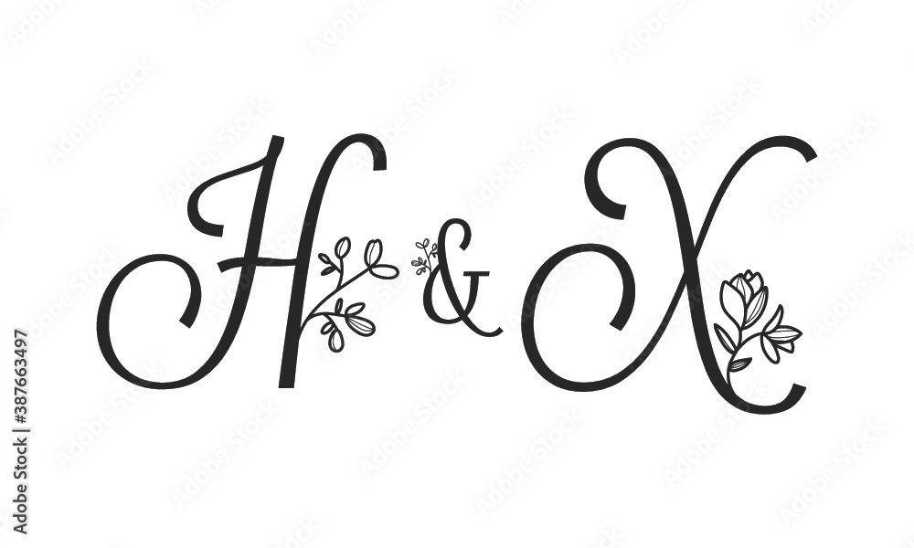 H&X floral ornate letters wedding alphabet characters H&X floral ornate letters wedding alphabet characters