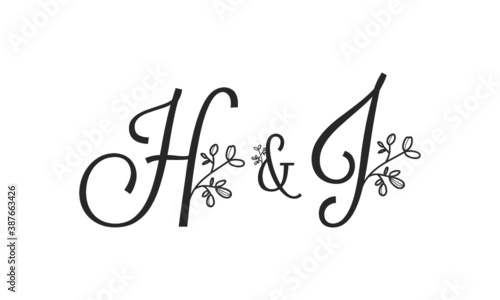 H&J floral ornate letters wedding alphabet characters