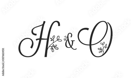 H&O floral ornate letters wedding alphabet characters