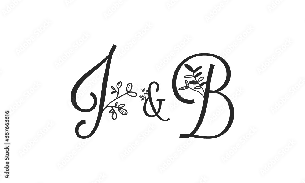 J&B floral ornate letters wedding alphabet characters J&B floral ornate letters wedding alphabet characters
